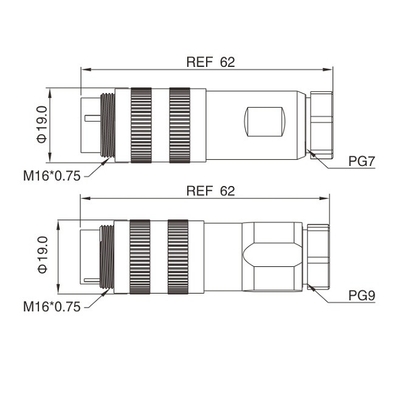 IP67 waterdichte Elektro Cirkelkabel Gevormde Assemblage5p/6p/7pin M16 Schakelaars voor Sensortoepassing